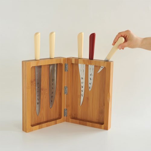 Alessi K-Block GAG508 ceppo coltelli bambù 5 posti