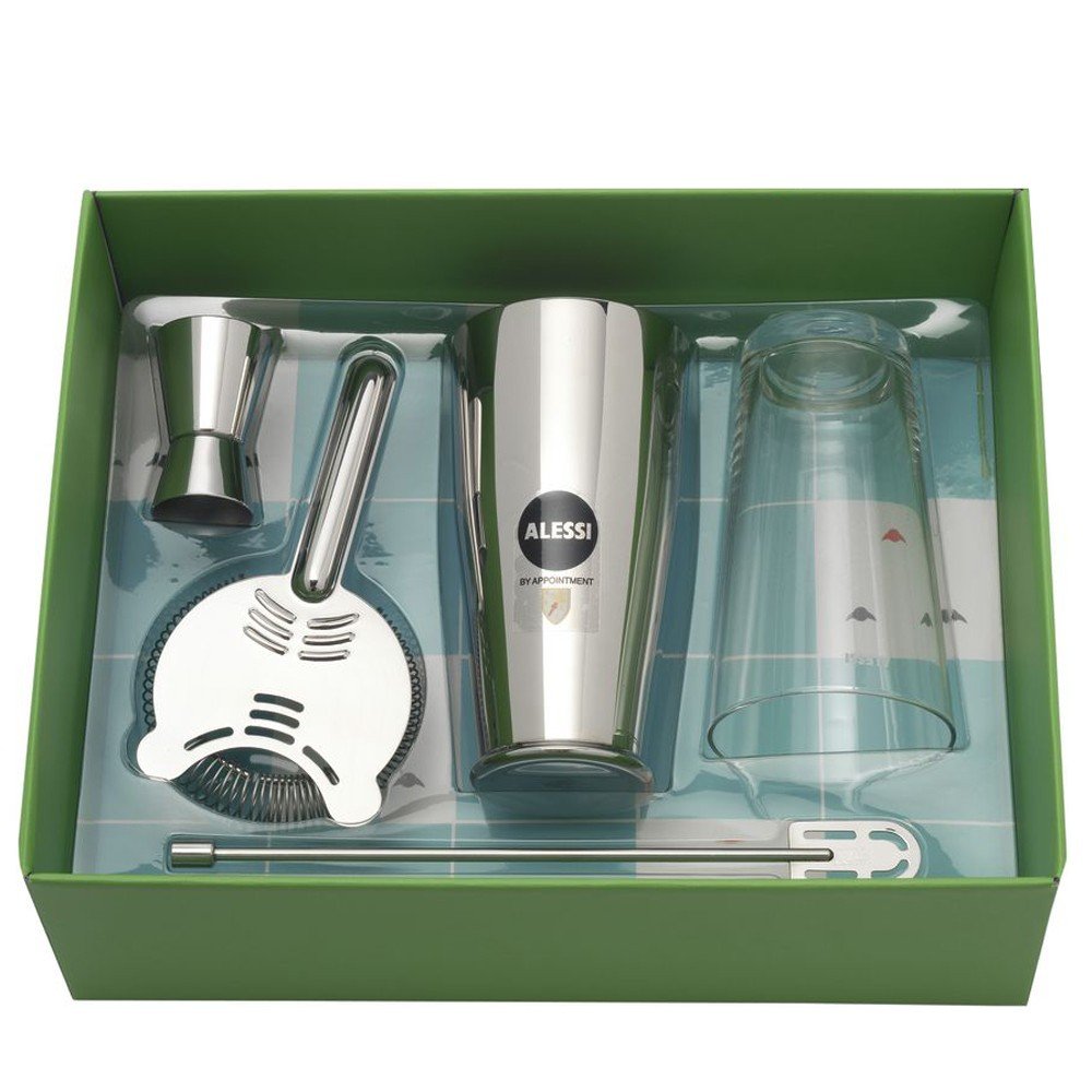 Alessi Il Bar 5050SET Set Cocktail 4 Pezzi Acciaio Vetro