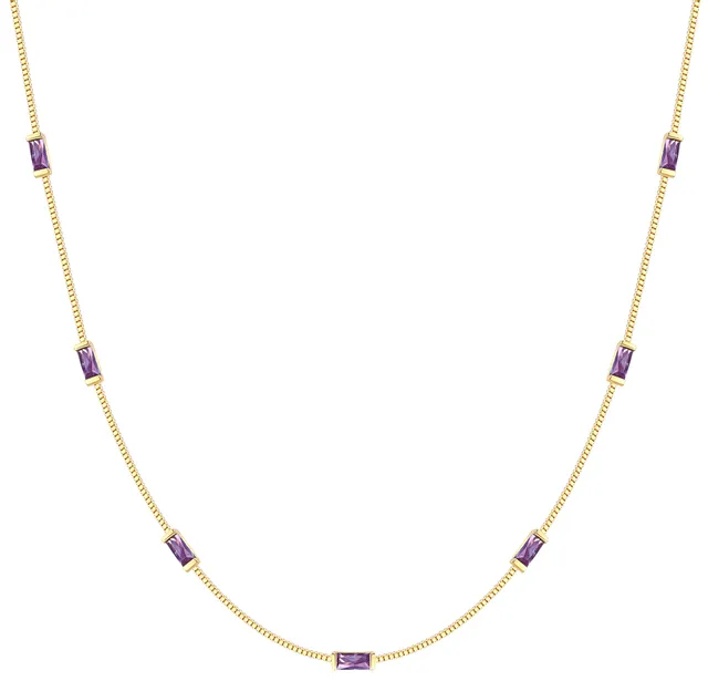 LOUISA SECRET collana argento 925 placcato oro 14k zirconi