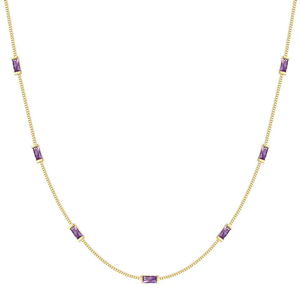 LOUISA SECRET collana argento 925 placcato oro 14k zirconi