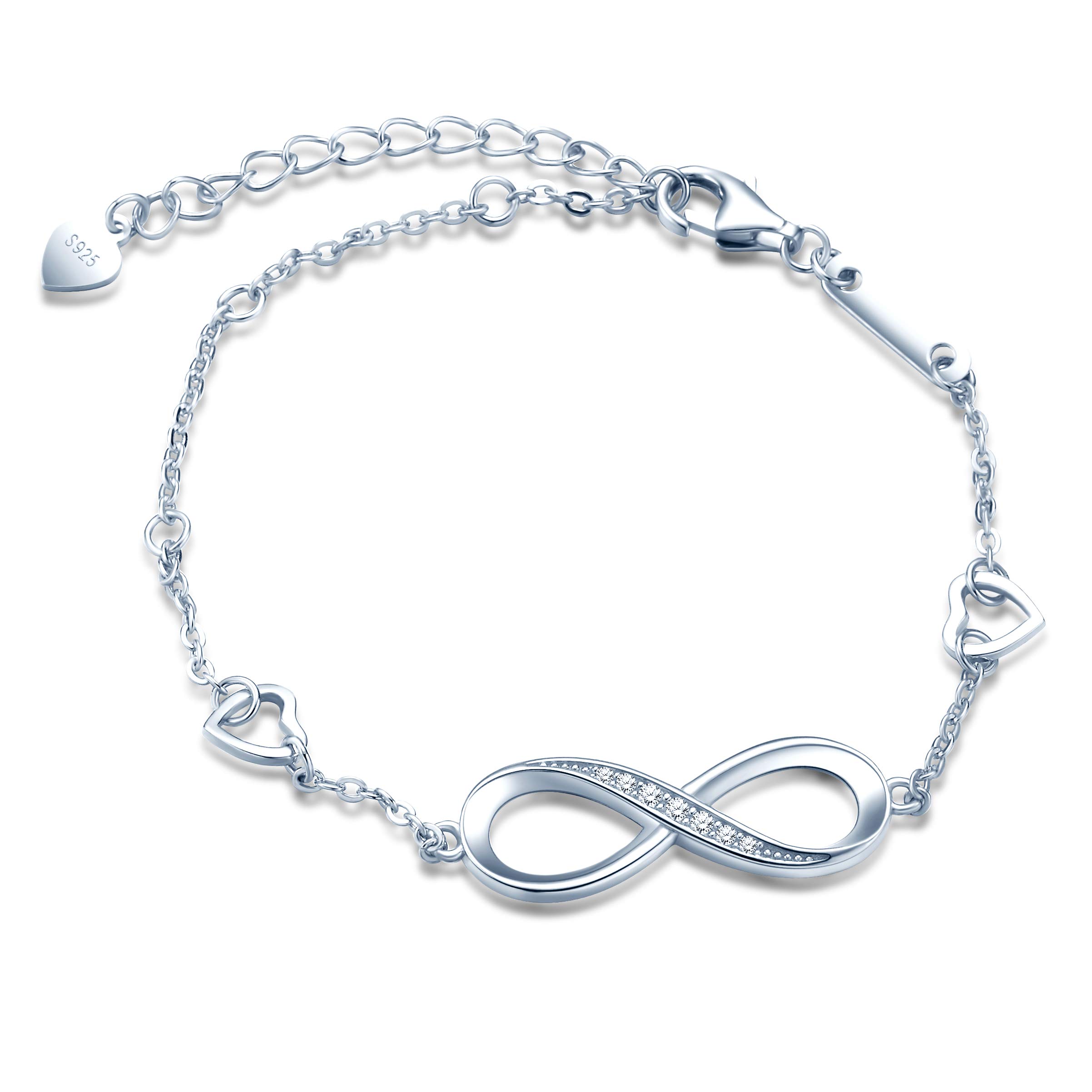 INFINIONLY Bracciale Infinito Argento 925 Zirconi Oro Rosa
