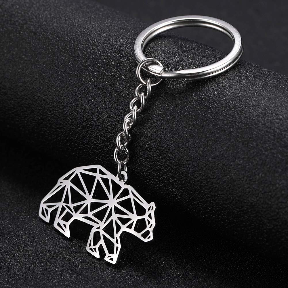 EUEAVAN Keyrings portachiavi orso acciaio inox