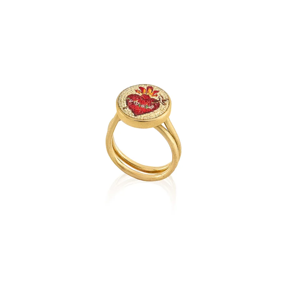 Le Sibille Spring Anello oro 18 ct mosaico romano cuore