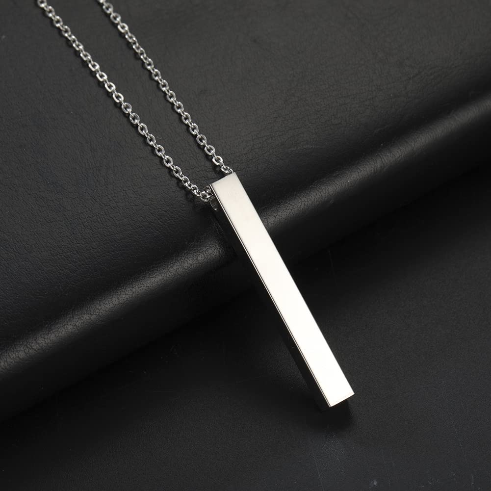EUEAVAN Necklaces collana barra acciaio 60cm argento