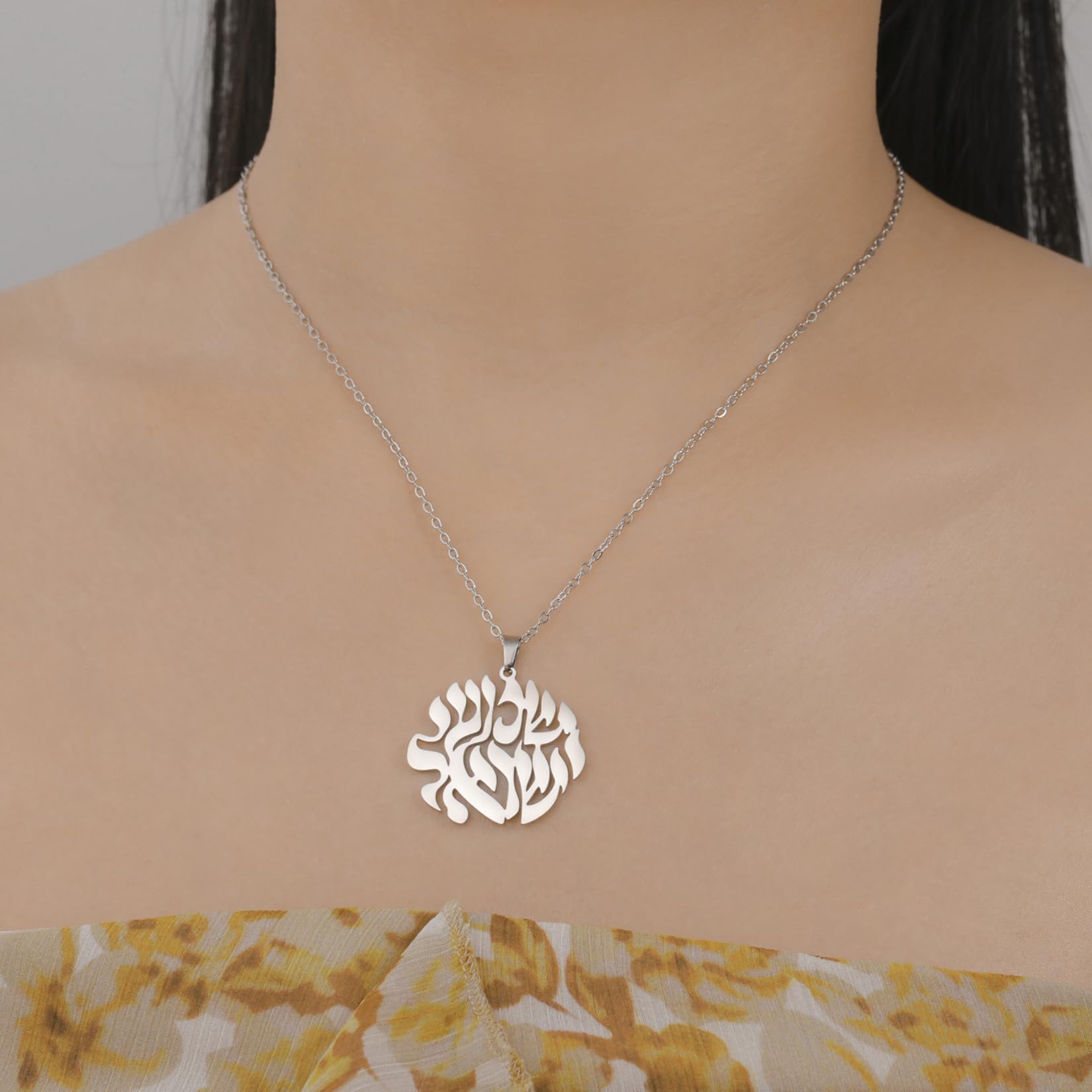 Eueavan Necklaces Collana Shema Israel Argento Preghiera Ebraica