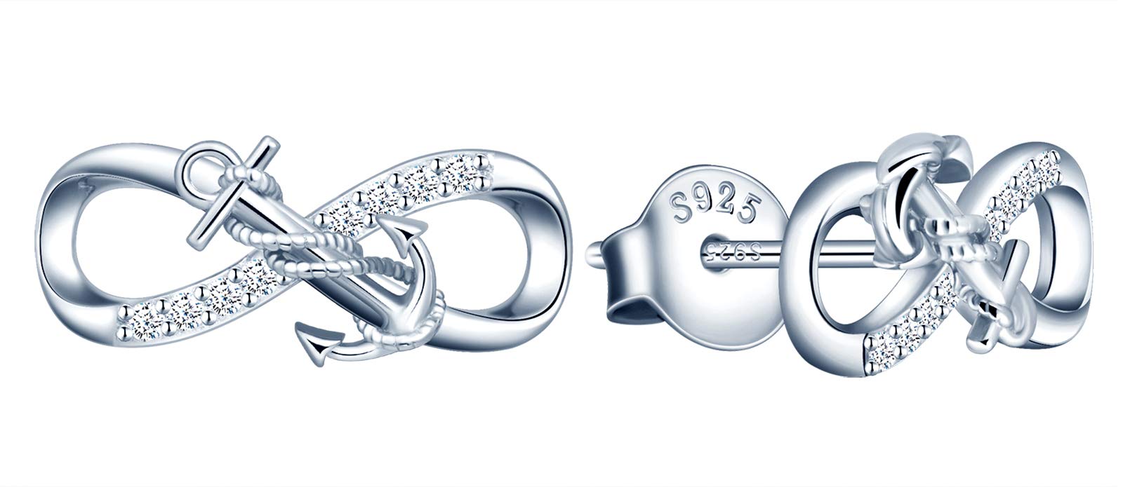 INFINIONLY Fashion Collana infinito ancora argento zirconio