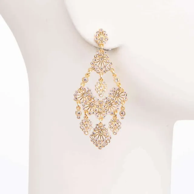 Chic Ad Hoc Orecchini Chandelier oro e cristalli pendenti
