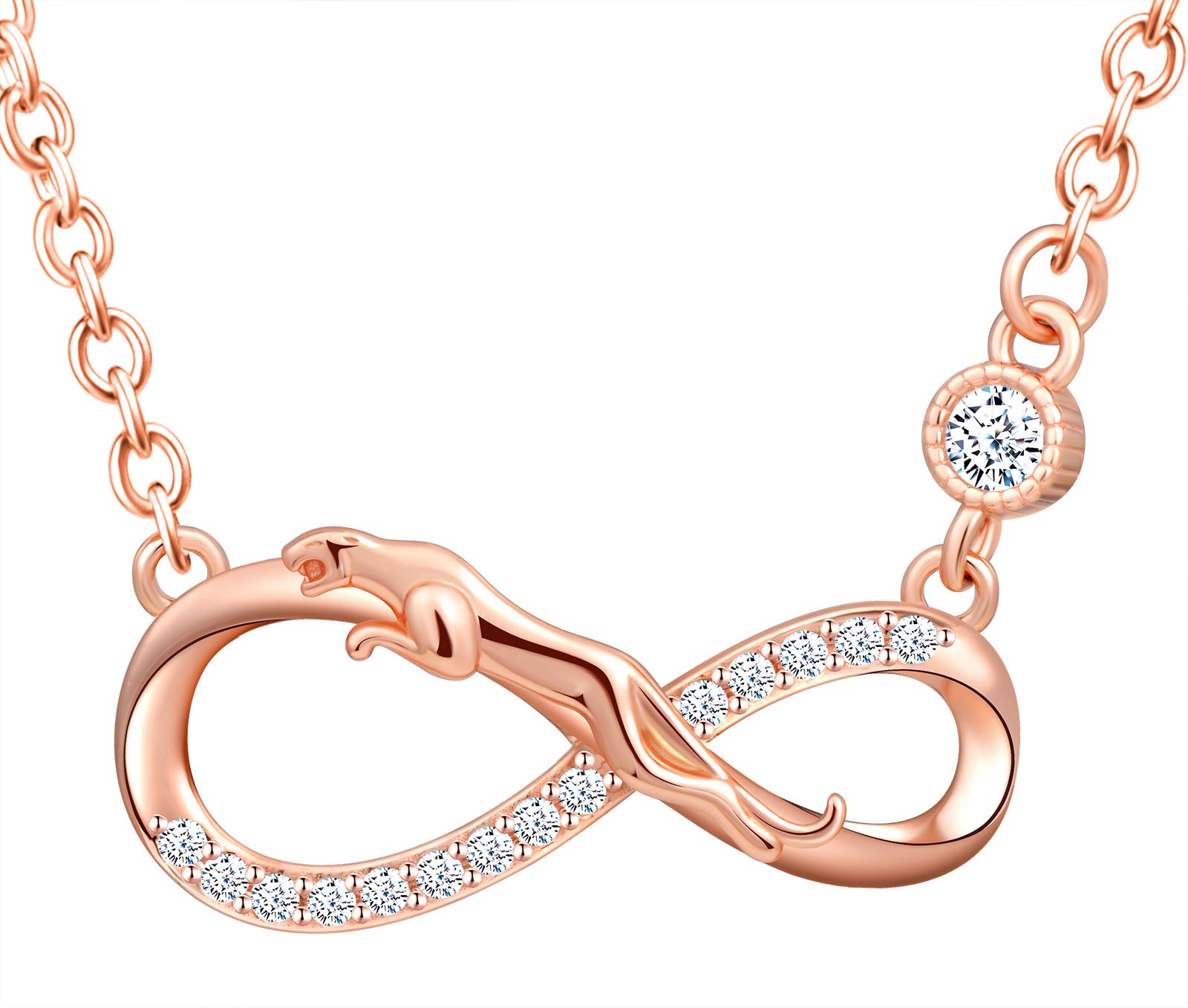 INFINIONLY Fashion Collana oro rosa infinito leopardo