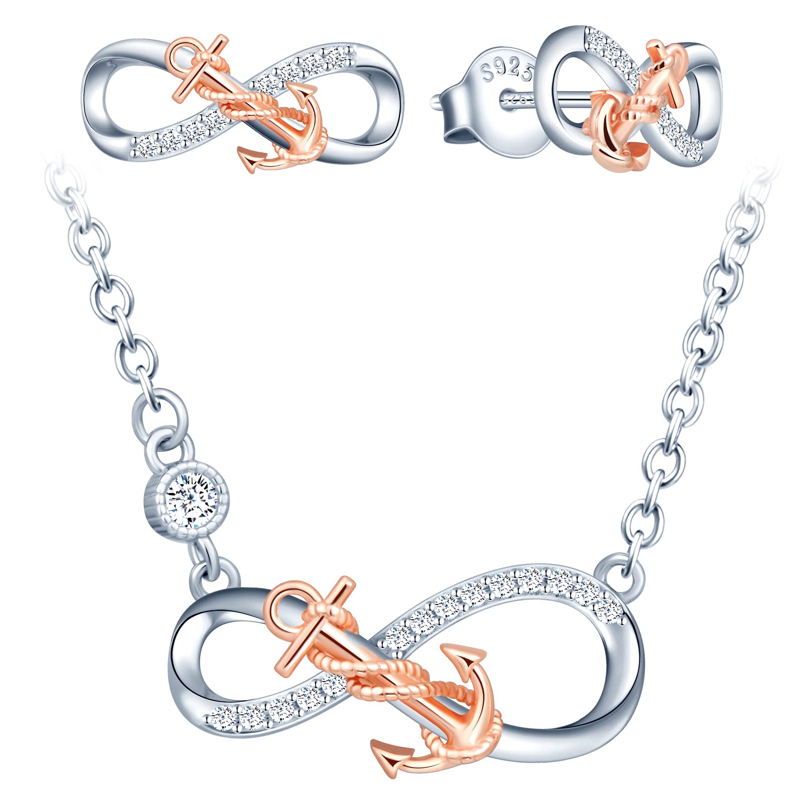 INFINIONLY Fashion Necklaces B-collane collana argento ancora