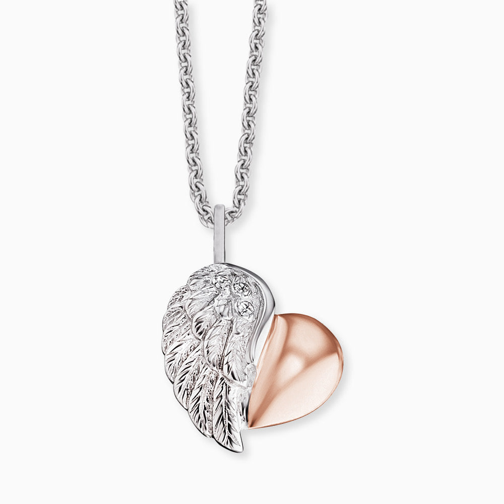 Engelsrufer Collana Cuore Ali Argento bicolore zirconia