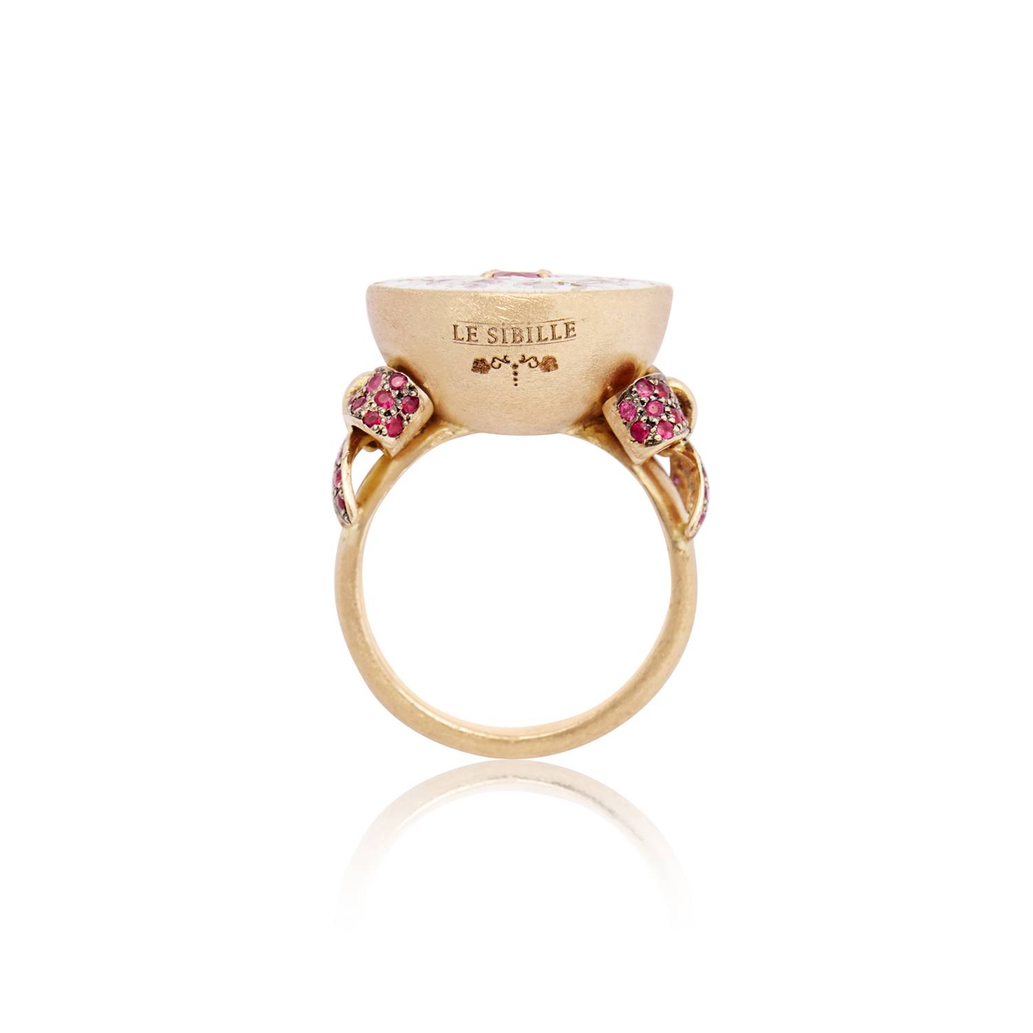 Le Sibille Ribbon Ring anello oro rosa rubini mosaico