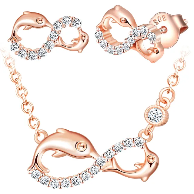 Infinionly Fashion parure oro rosa delfino infinito A