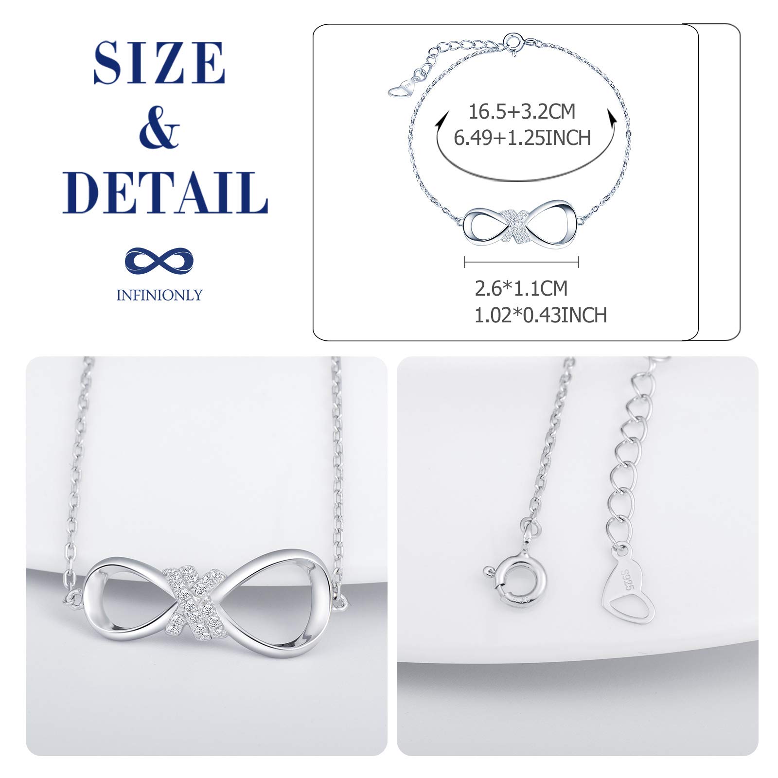 INFINIONLY Fashion Bracciale argento 925 infinito zirconi