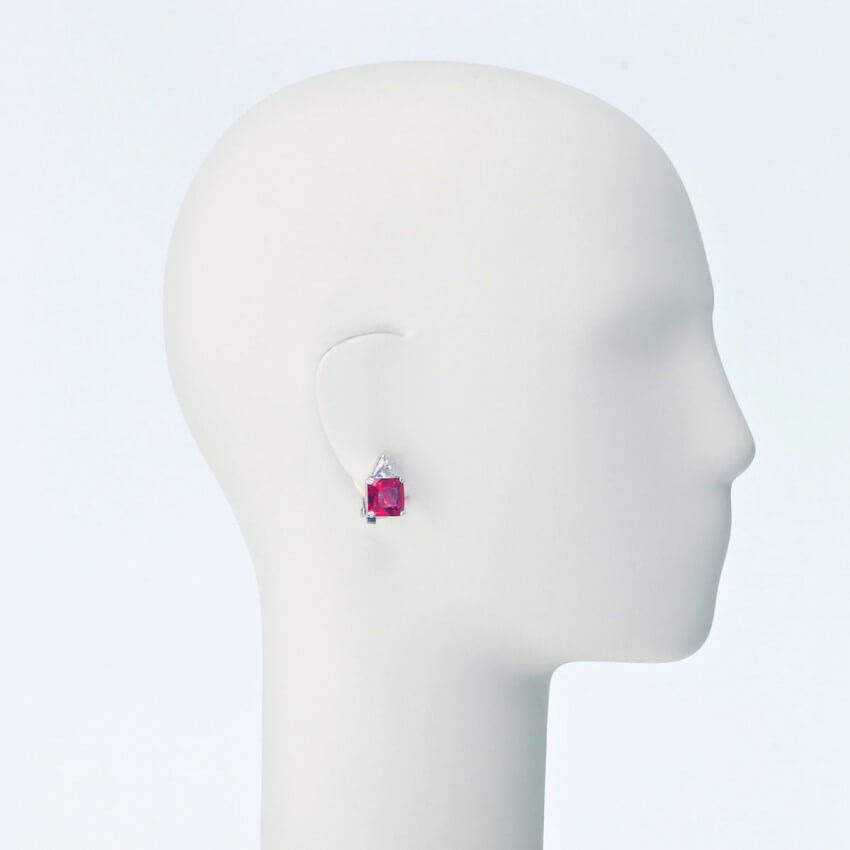 Chic Ad Hoc Orecchini clip orecchino argento rosso rubino