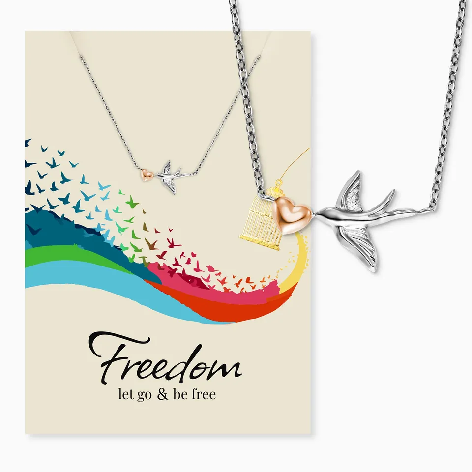 Engelsrufer MySteel Freedom collana bicolor cuore rondine
