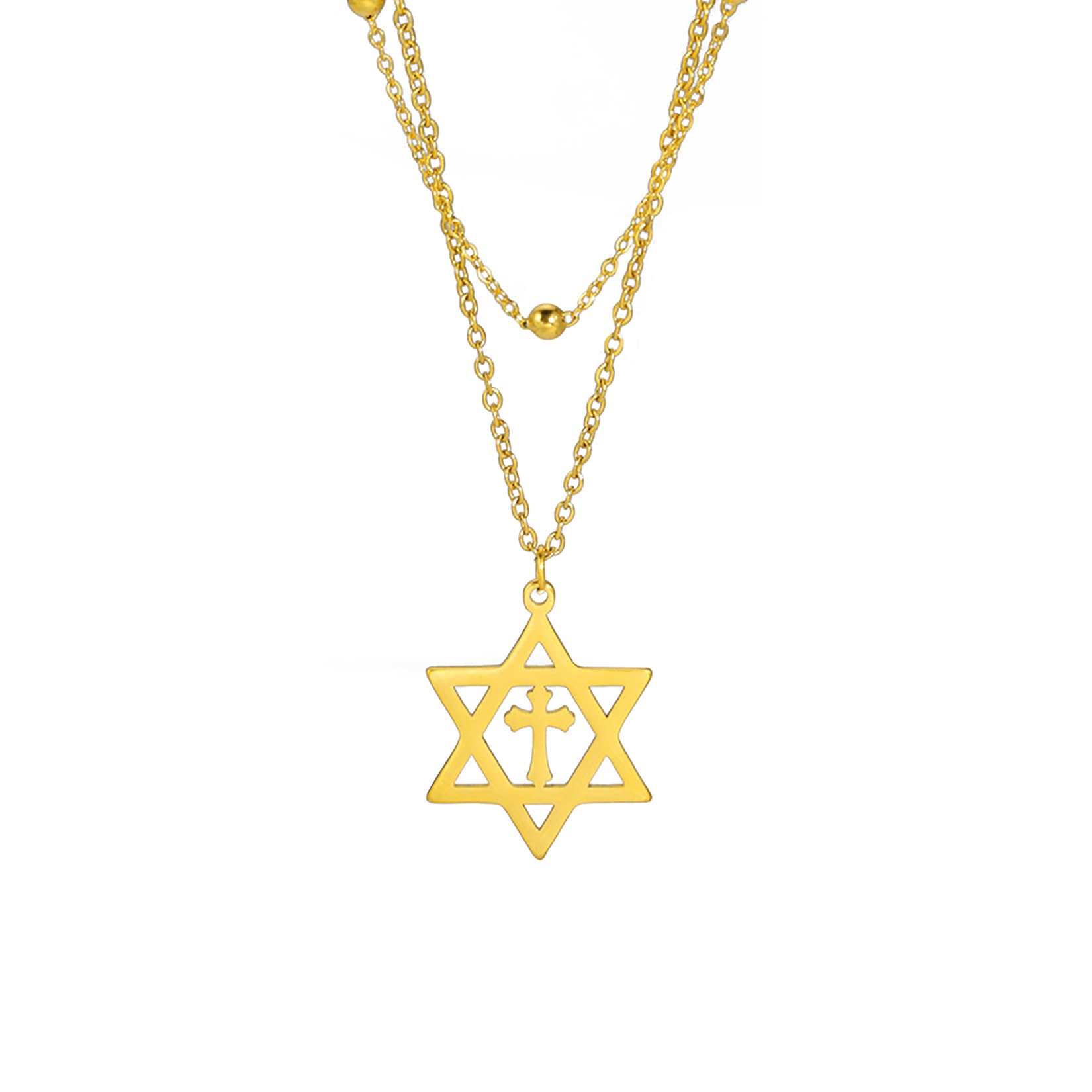 Eueavan Necklaces collana stella David argento acciaio