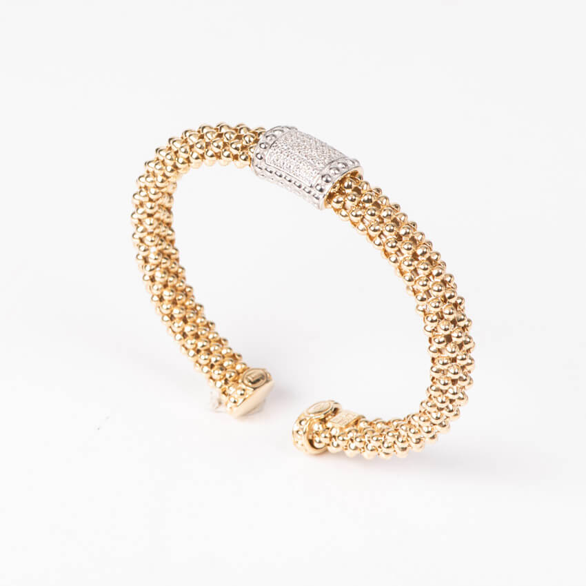 Chic Ad Hoc Bracciali rigido bracciale mesh argento zirconi