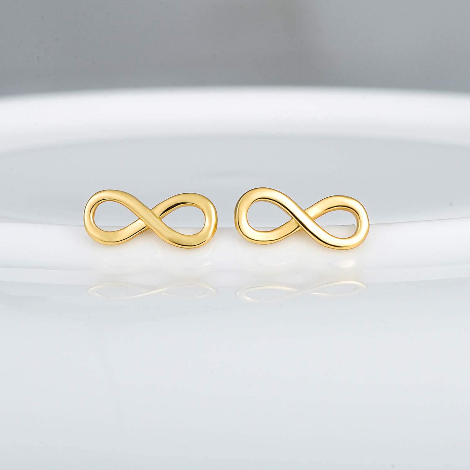 INFINIONLY Orecchini Infinito in Argento 925 Gold a Perno