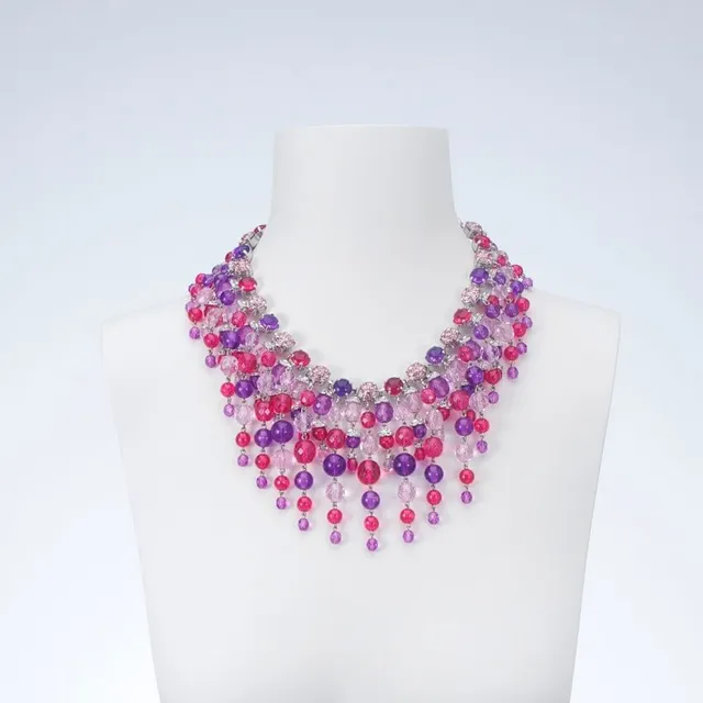 Chic Ad Hoc Collane Girocollo cascata collana cristalli fuxia