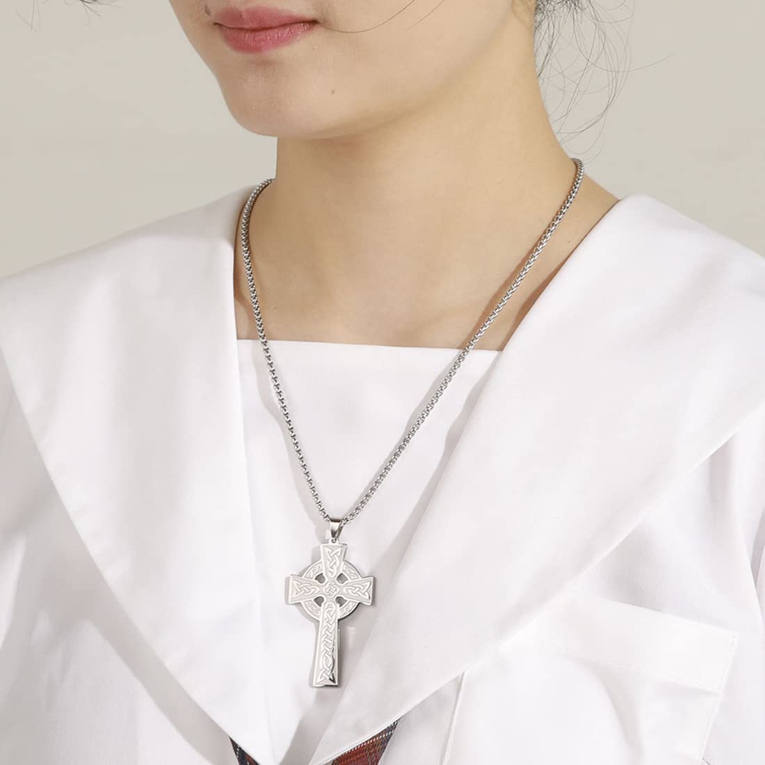 Eueavan Croce Celtica Collana Argento Ciondolo Religioso