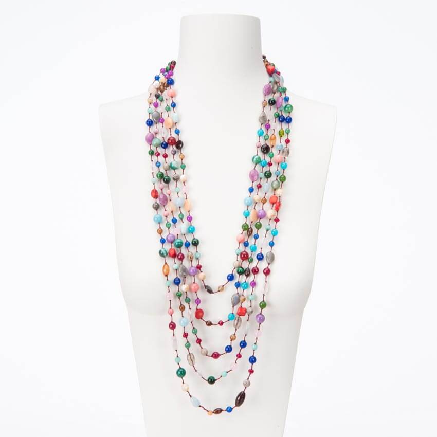 Chic Ad Hoc Collana Lunga Multifili Pietre Dure