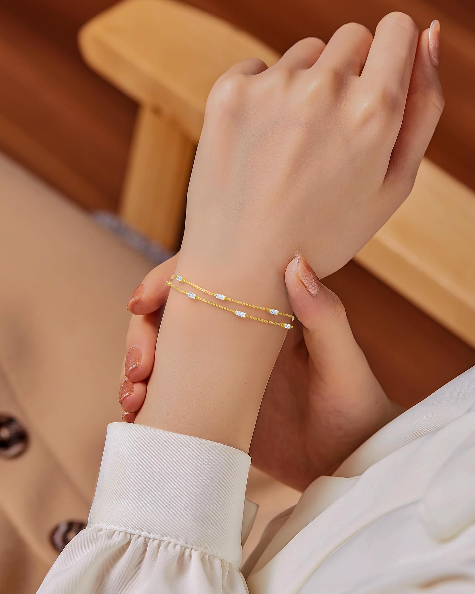 Louisa Secret Bracelets bracciale argento 925 doppia catena zirconi