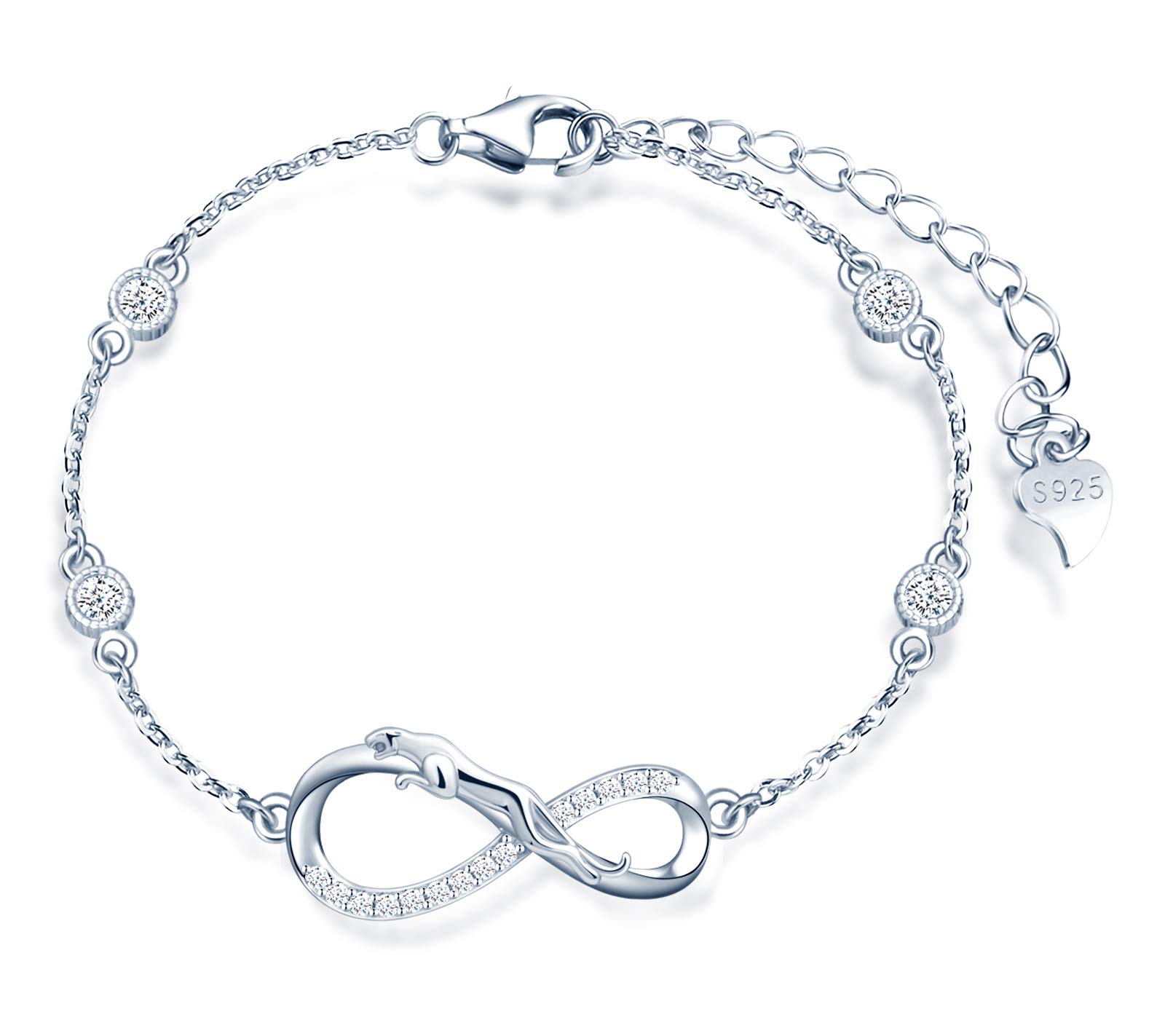 INFINIONLY Fashion Bracelets A-cuore bracciale argento leopardo cuore