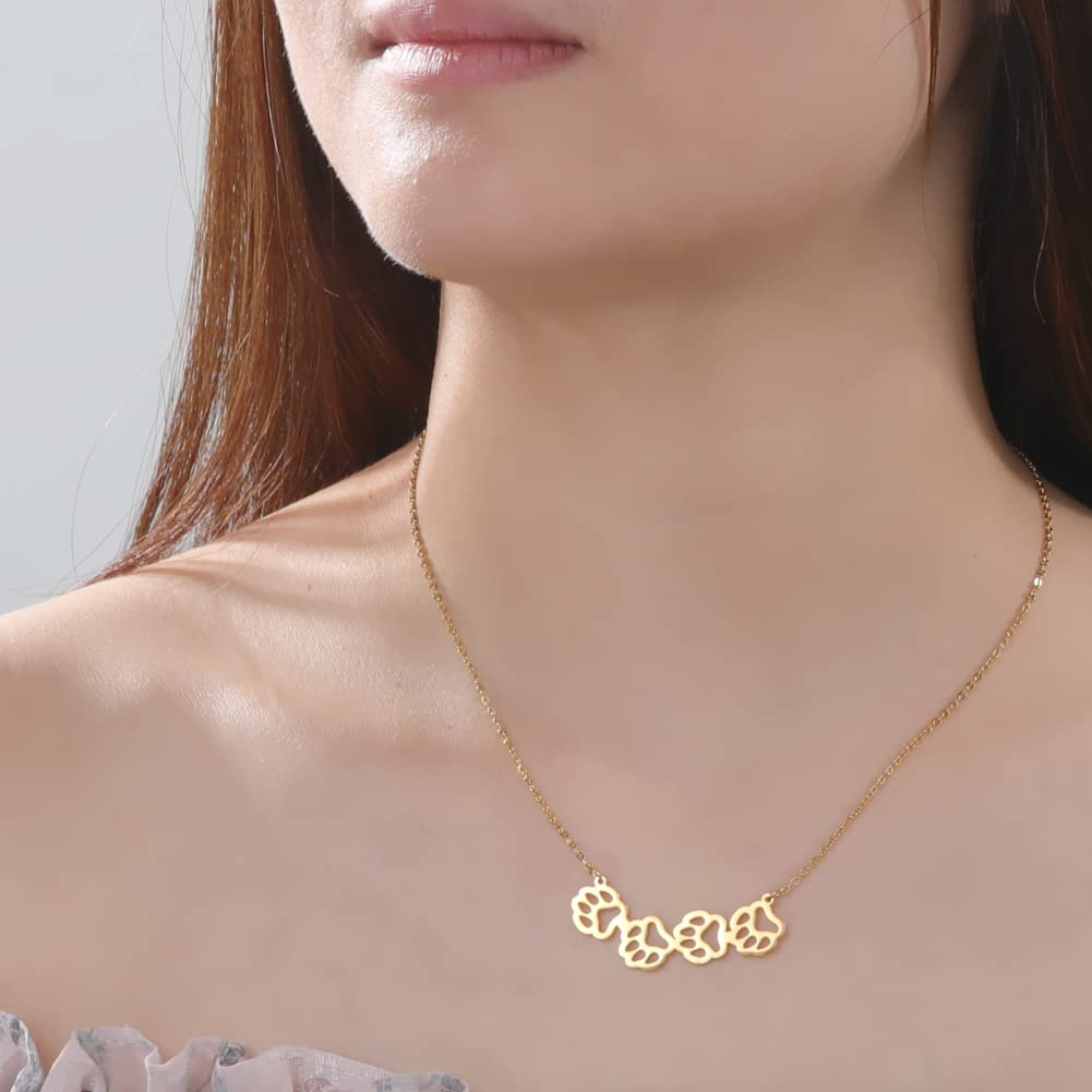 Eueavan Collana Zampa Cane Ciondolo 45+5 cm Argento