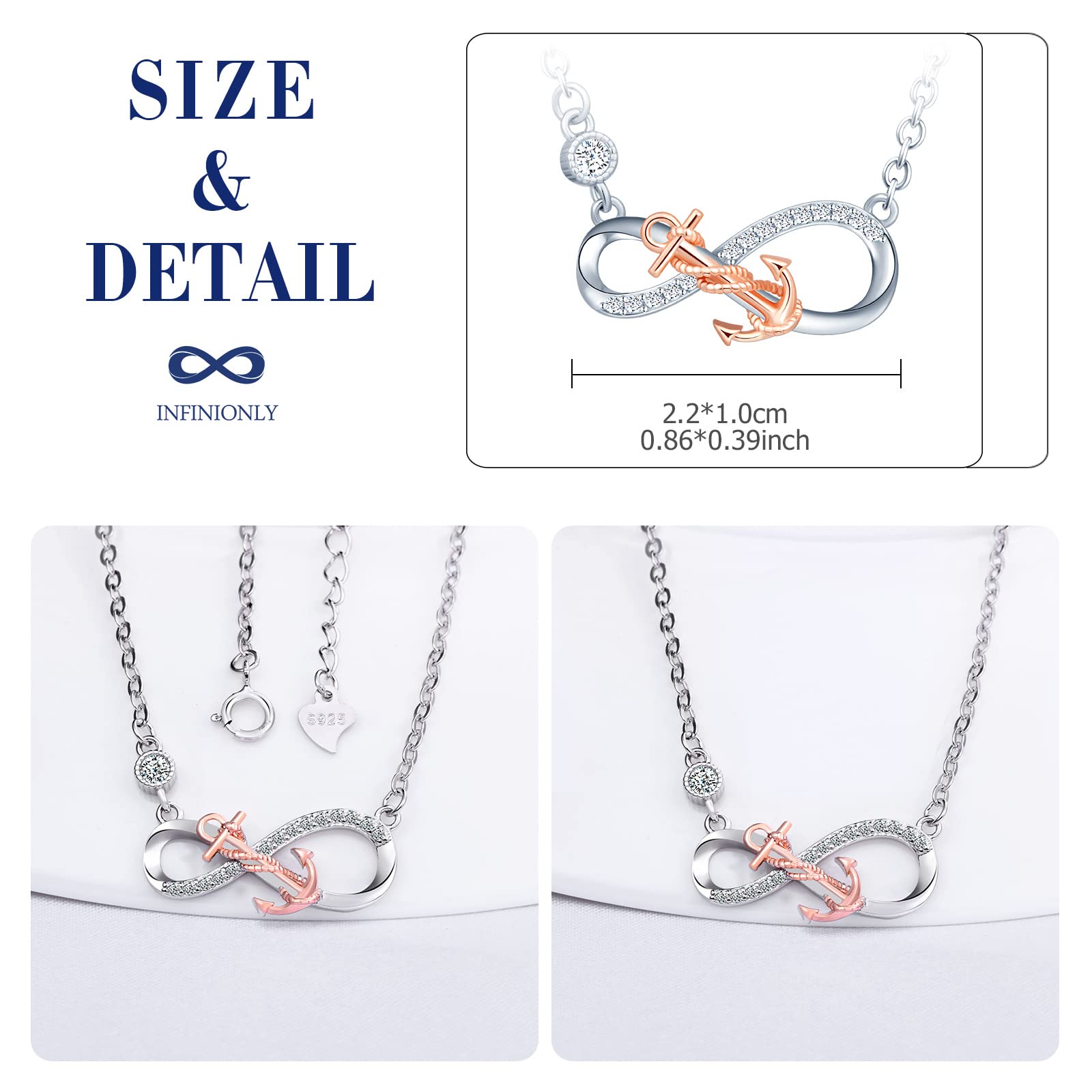 INFINIONLY Fashion Necklaces B-collane collana argento ancora