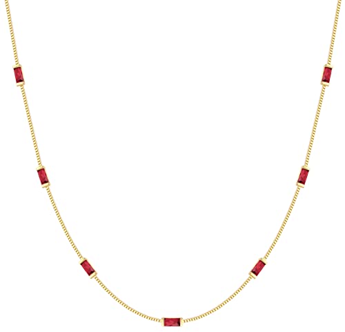Louisa Secret Necklaces Collana Baguette Zirconi Argento 925 Oro