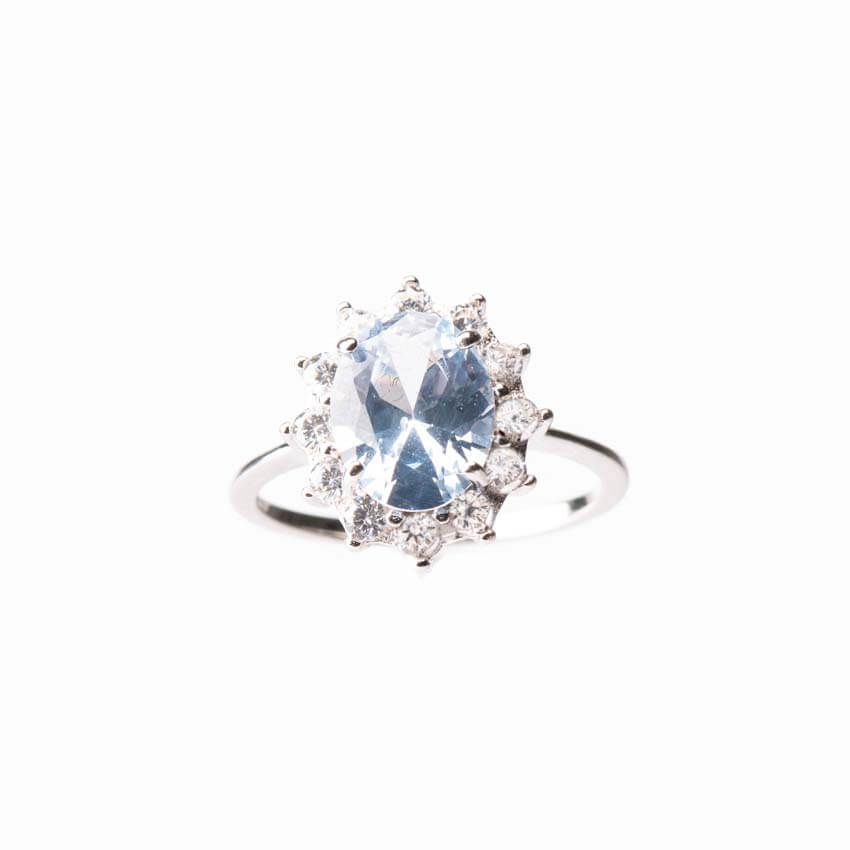 Chic Ad Hoc Anelli Anello fiore acquamarina anello argento crystal