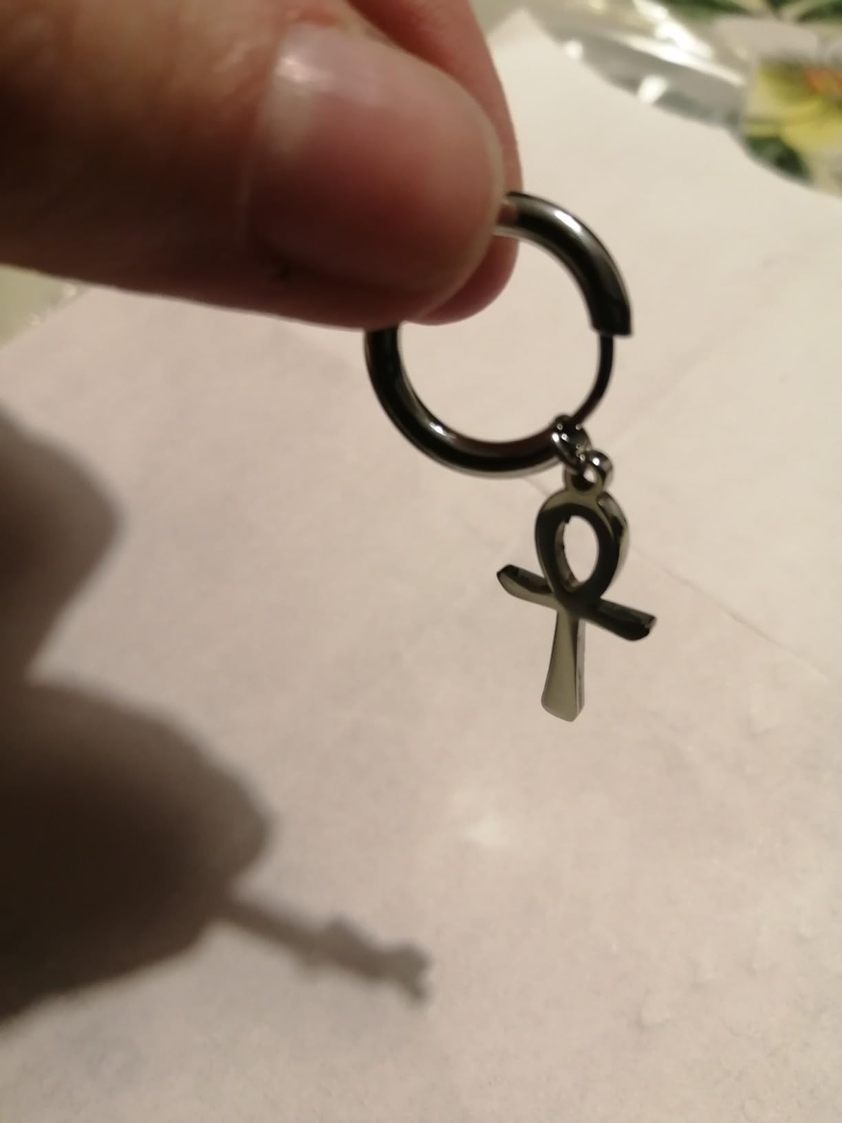 EUEAVAN Ankh Croce Egiziana Orecchini Acciaio Argento Amuleto