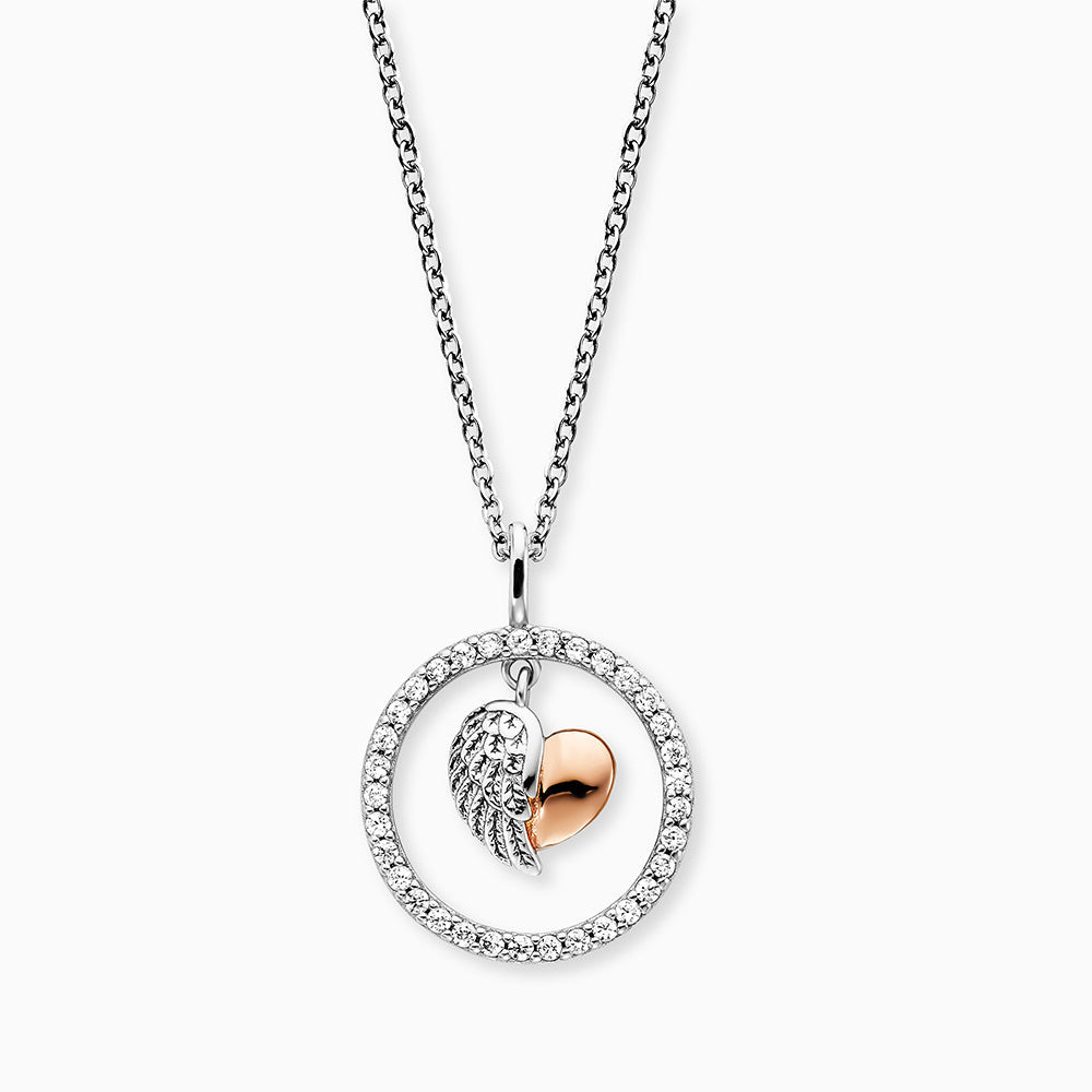 Engelsrufer Herzflügel collana argento cuore bicolor zirconia