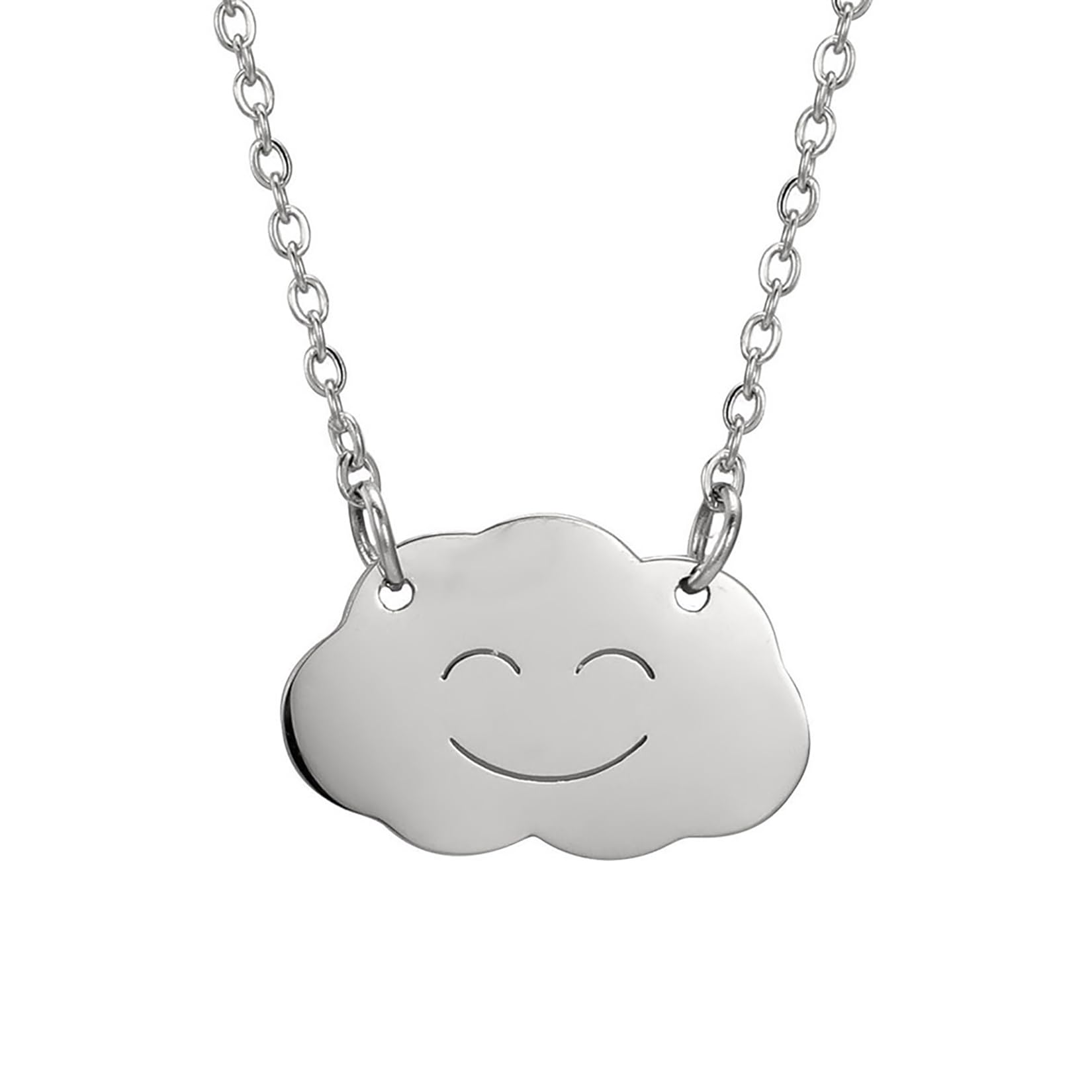 EUEAVAN Necklaces Collana nuvola smiley acciaio