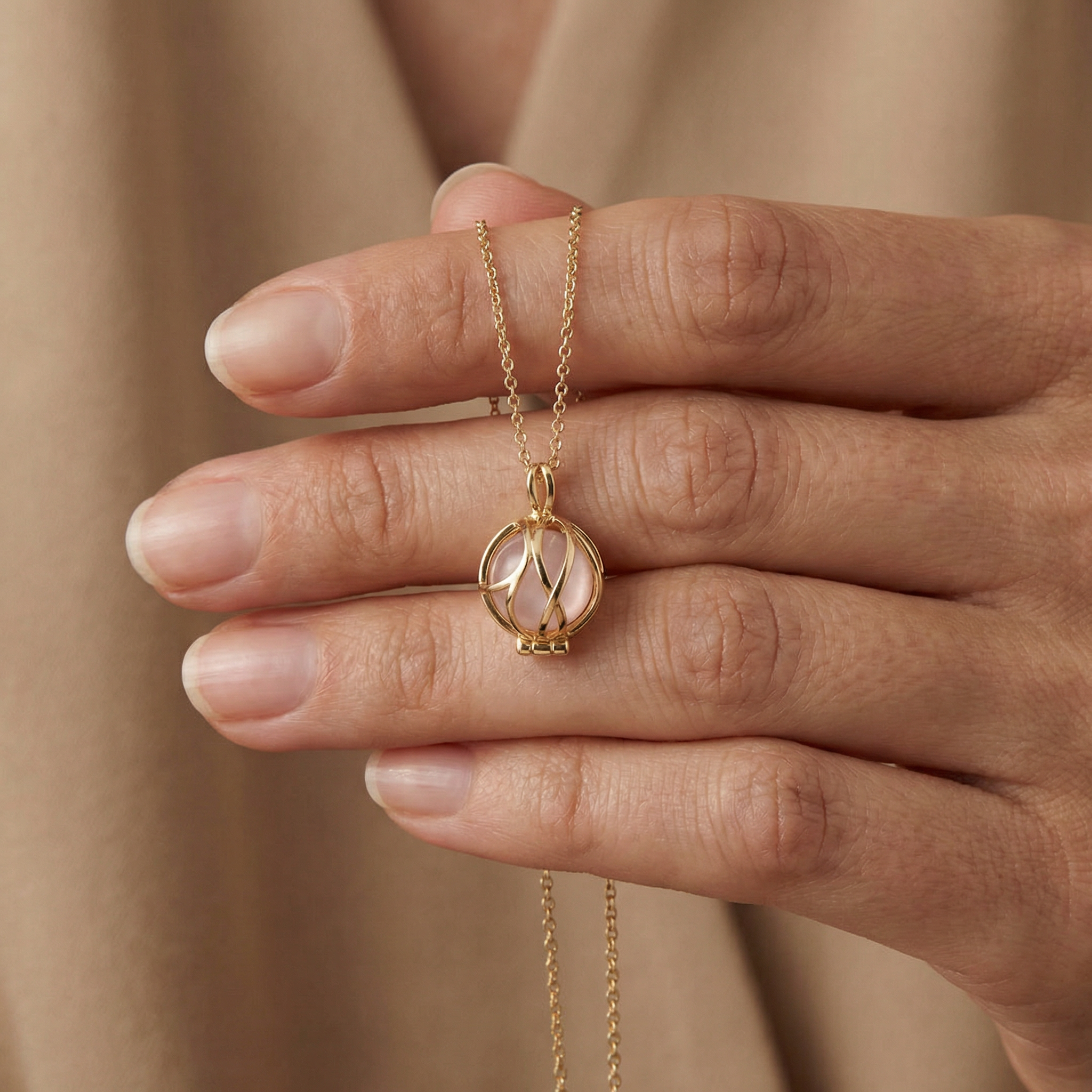 Engelsrufer Paradise Gold collana argento quarzo rosa