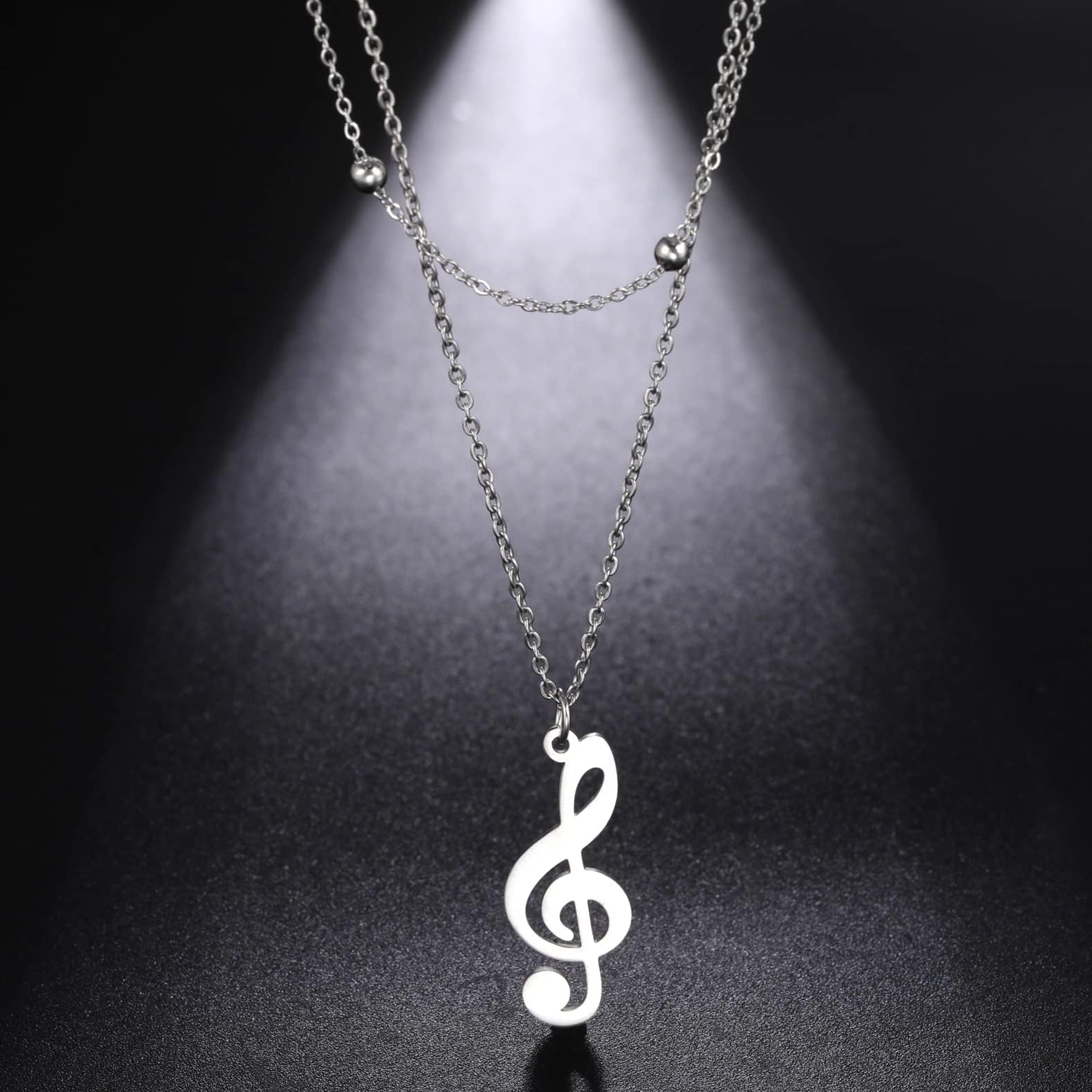 EUEAVAN collana nota musicale argento doppio strato