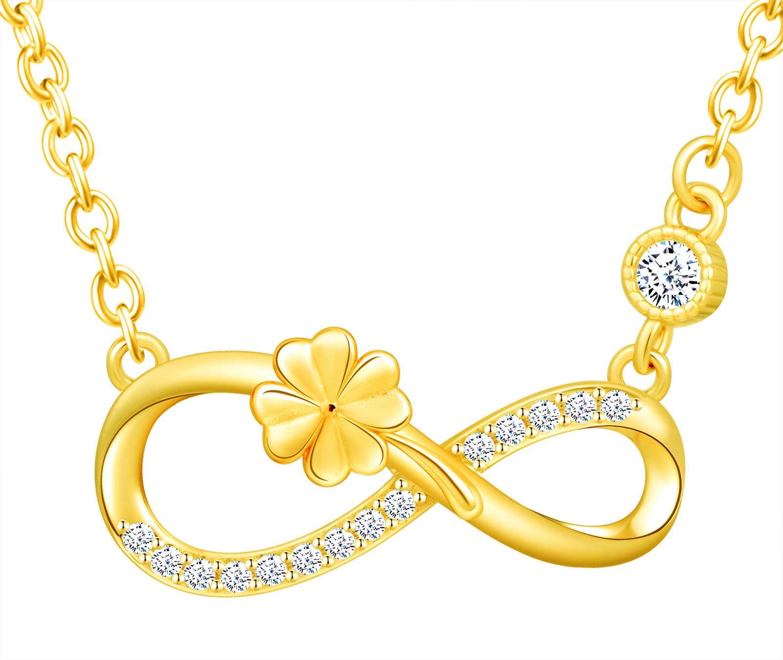 INFINIONLY Fashion Infinito Trifoglio Collana Oro Zirconi