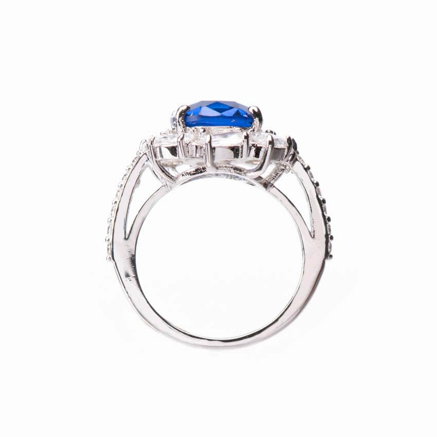 Chic Ad Hoc Anelli Anello Fiore Zaffiro Petali Crystal