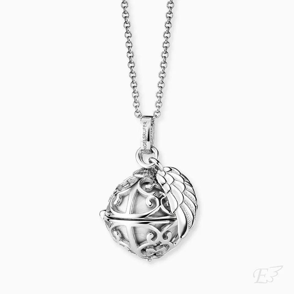 Engelsrufer Klangkugel collana argento sfera bianca XS ala