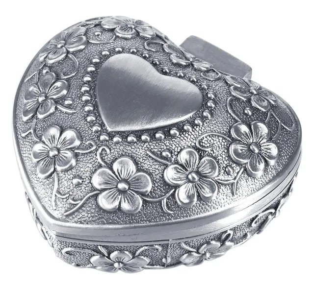 INFINIONLY portagioie cuore metallo colore A vintage fiori
