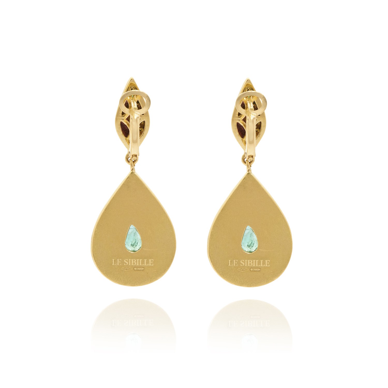 Le Sibille Greenery Earrings oro giallo smeraldi