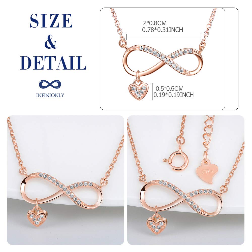 Infinionly Collana Infinito Argento 925 Cuore Oro Rosa