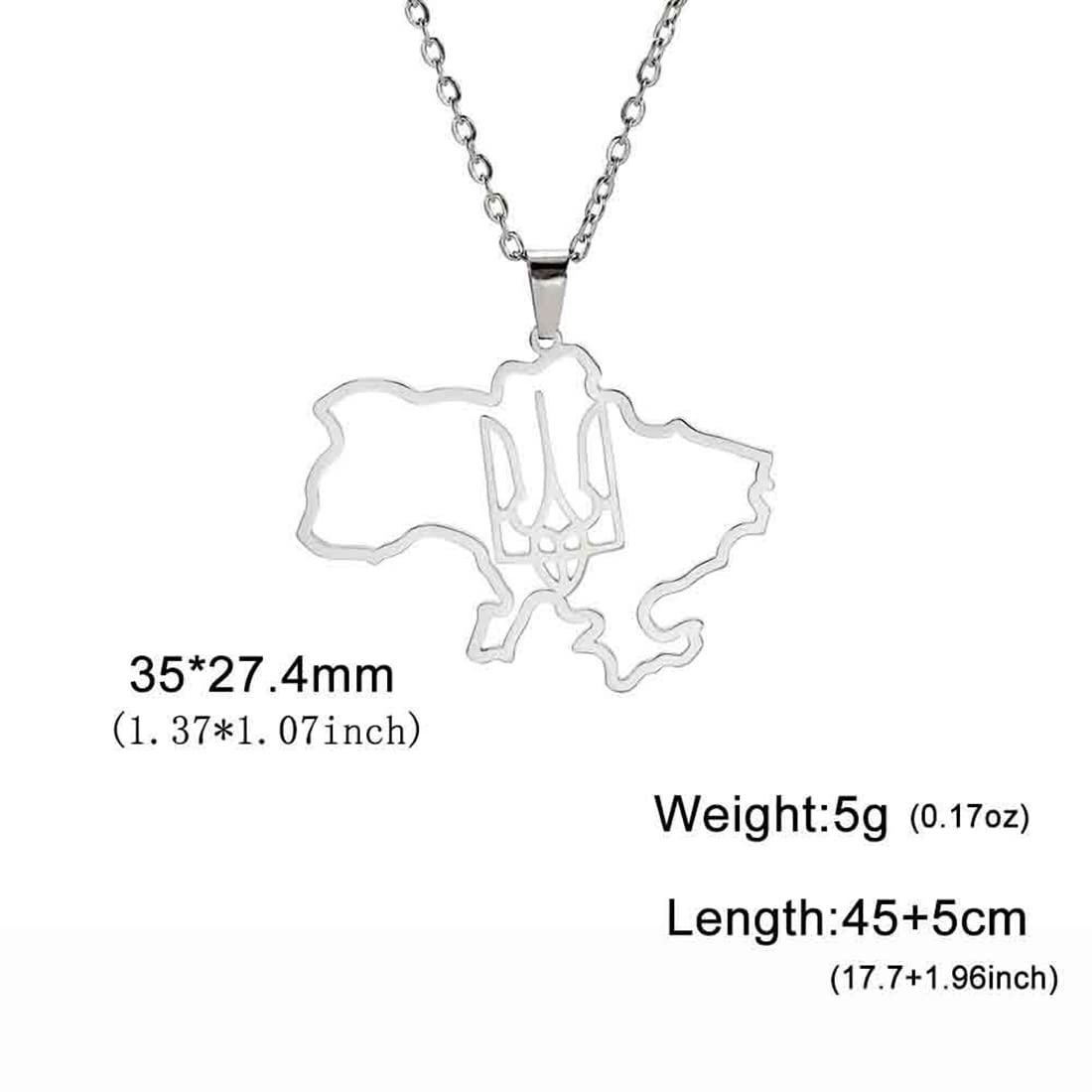 EUEAVAN mappa Ucraina collana acciaio silver3 patriottica