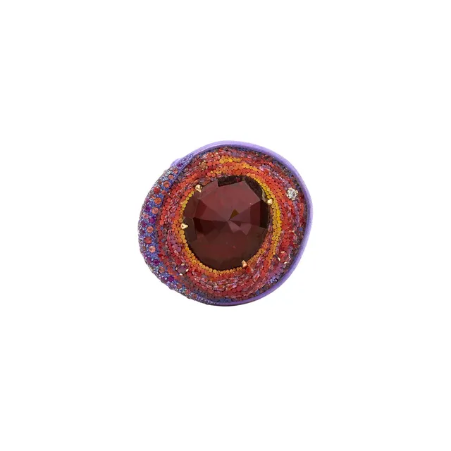 Le Sibille Venus Anello Oro Rosa Titanio Granato Rodolite
