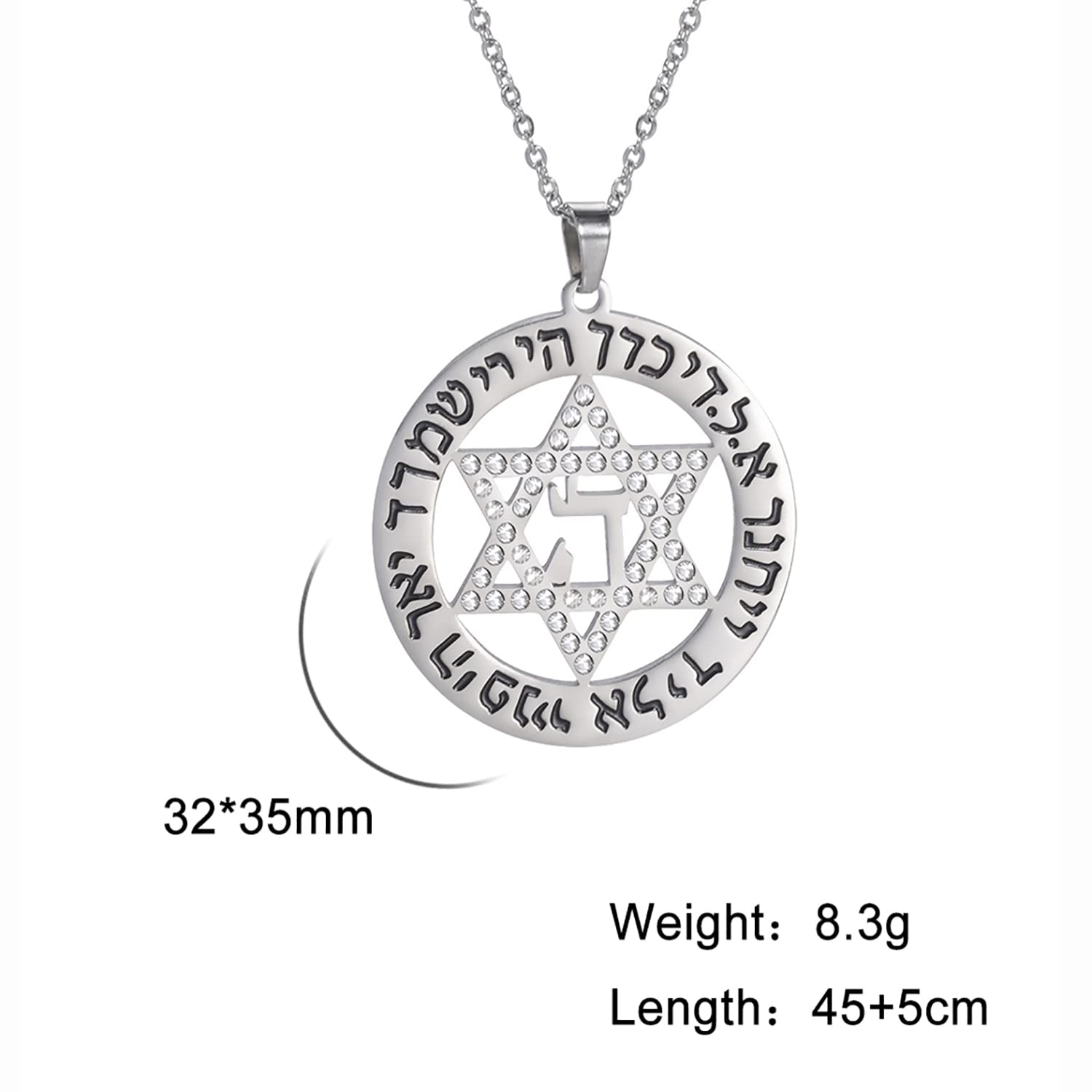 EUEAVAN Necklaces Collana Stella di David Acciaio
