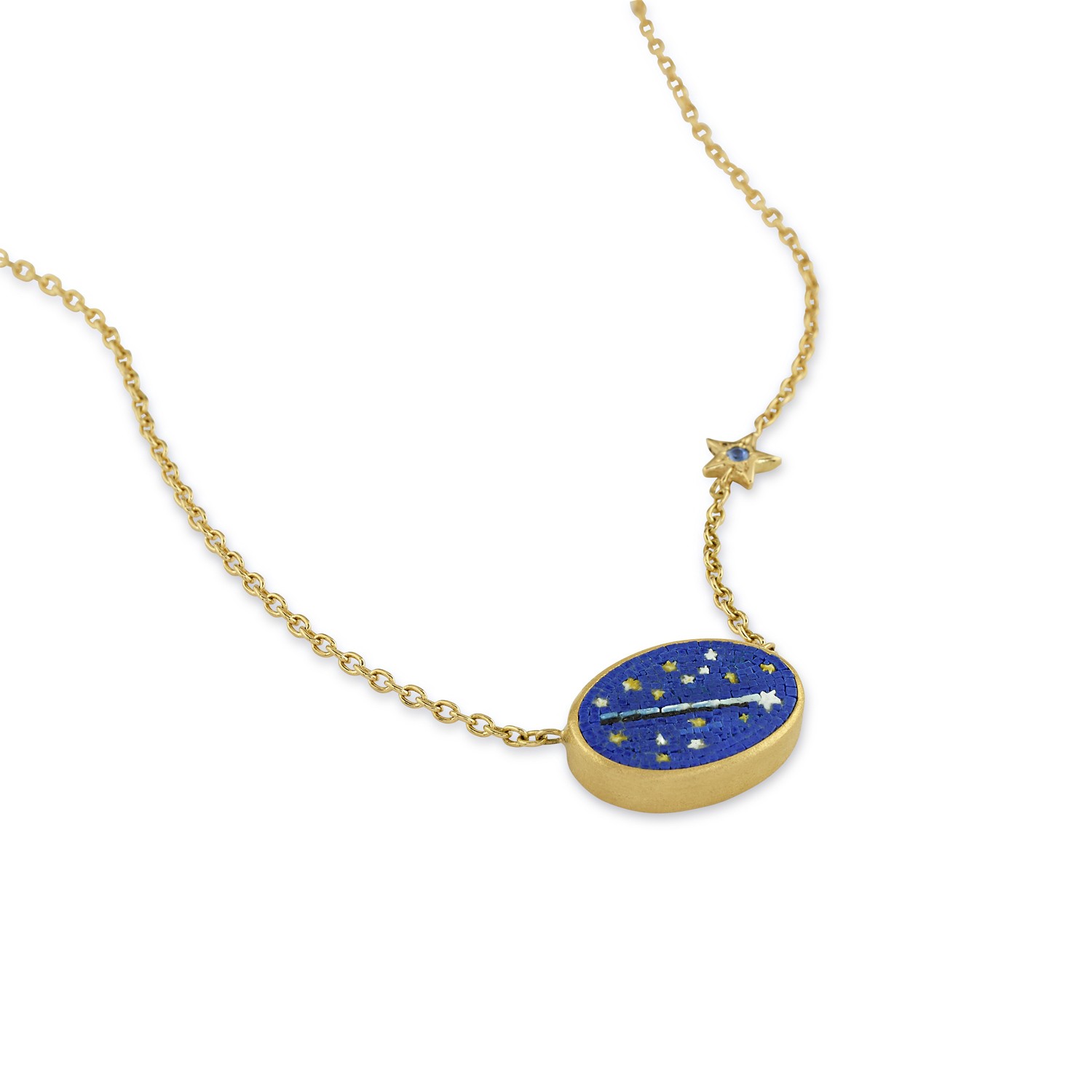 Le Sibille Cometa Collana in oro giallo 18 ct con zaffiro blu