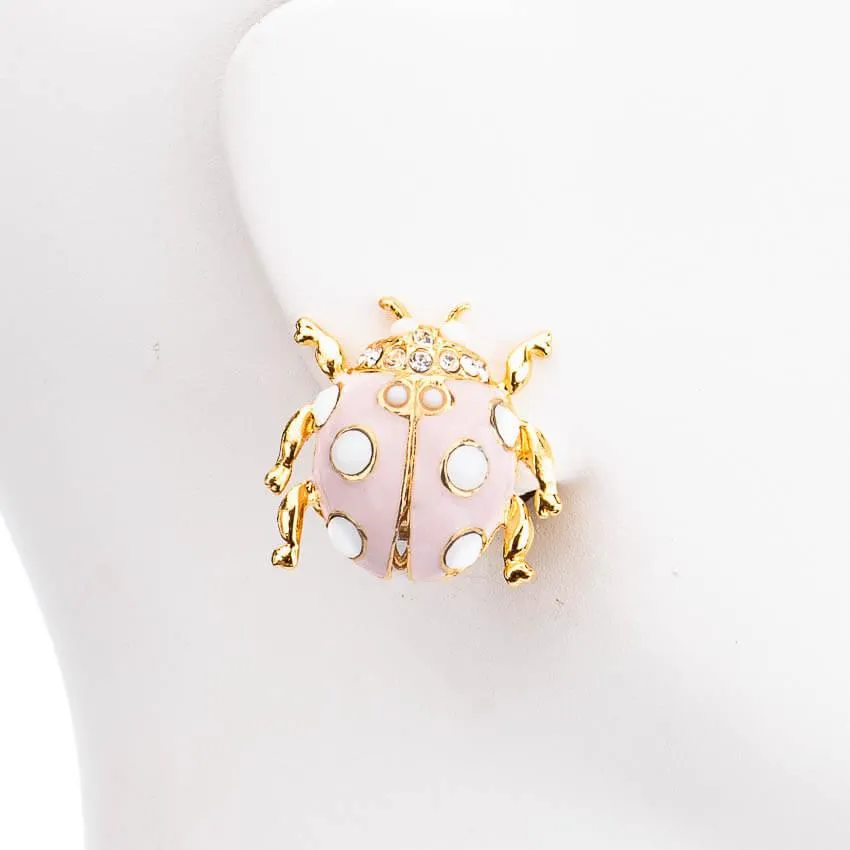 Chic Ad Hoc Orecchini a clip lobo coccinella rosa