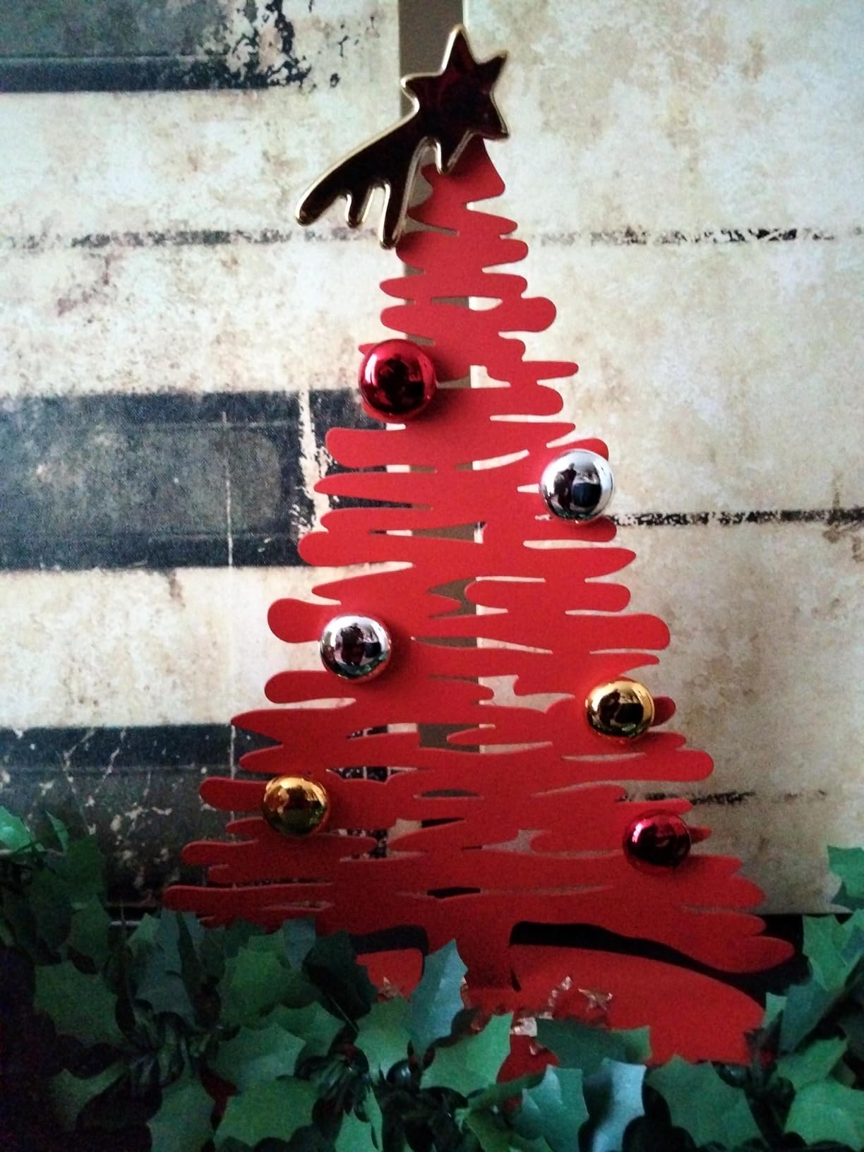Alessi Bark BM06/30 R Albero Natale Acciaio Rosso 70 cm