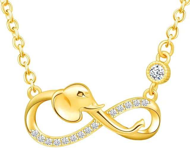 INFINIONLY Fashion Necklaces Gold-Necklace collana oro elefante zirconi