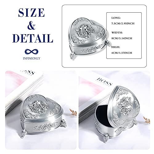INFINIONLY Fashion portagioie vintage cuore rose metallo